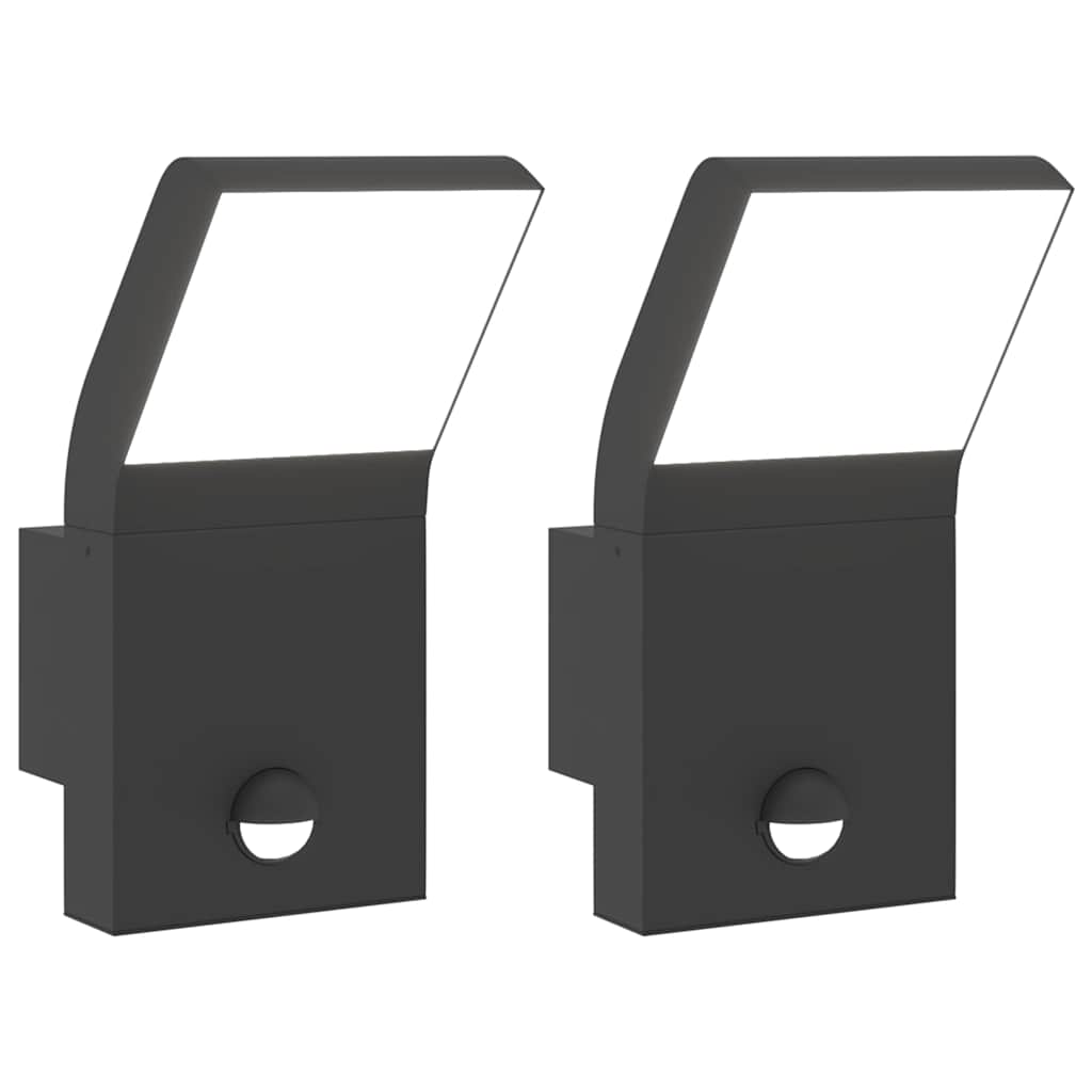 Utomhusvägglampor LED med sensorer 2 st gjuten aluminium