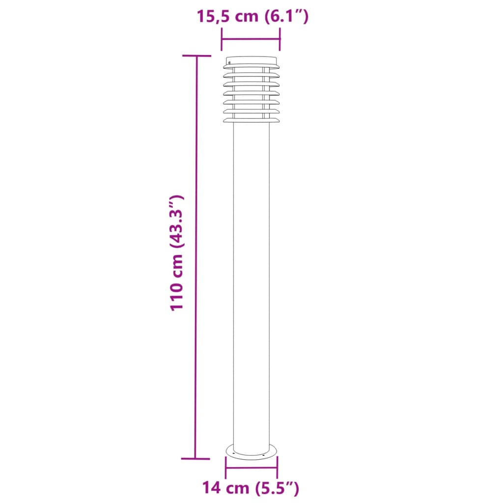 Utomhusgolvlampor 3 st 110 cm rostfritt stål