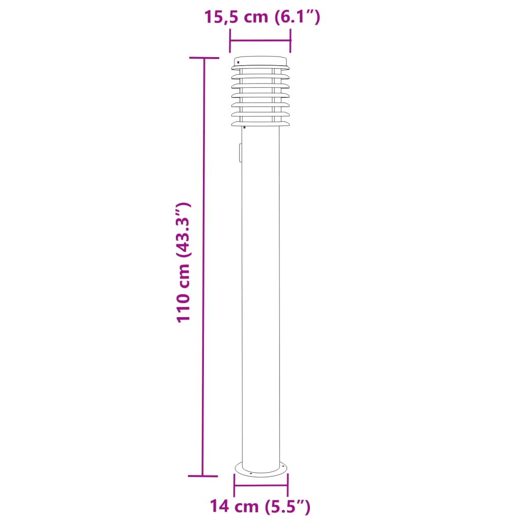 Utomhusgolvlampor med eluttag 3 st 110 cm rostfritt stål