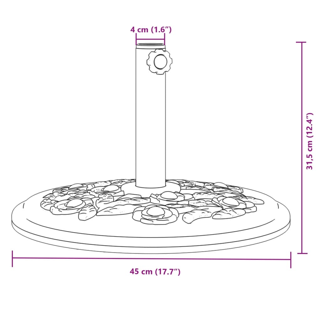 Parasollfot för Ø38 och 48 mm stolpar 12 kg rund