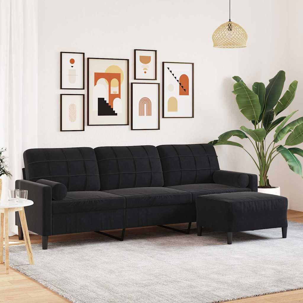 3-sitssoffa med fotpall sammet