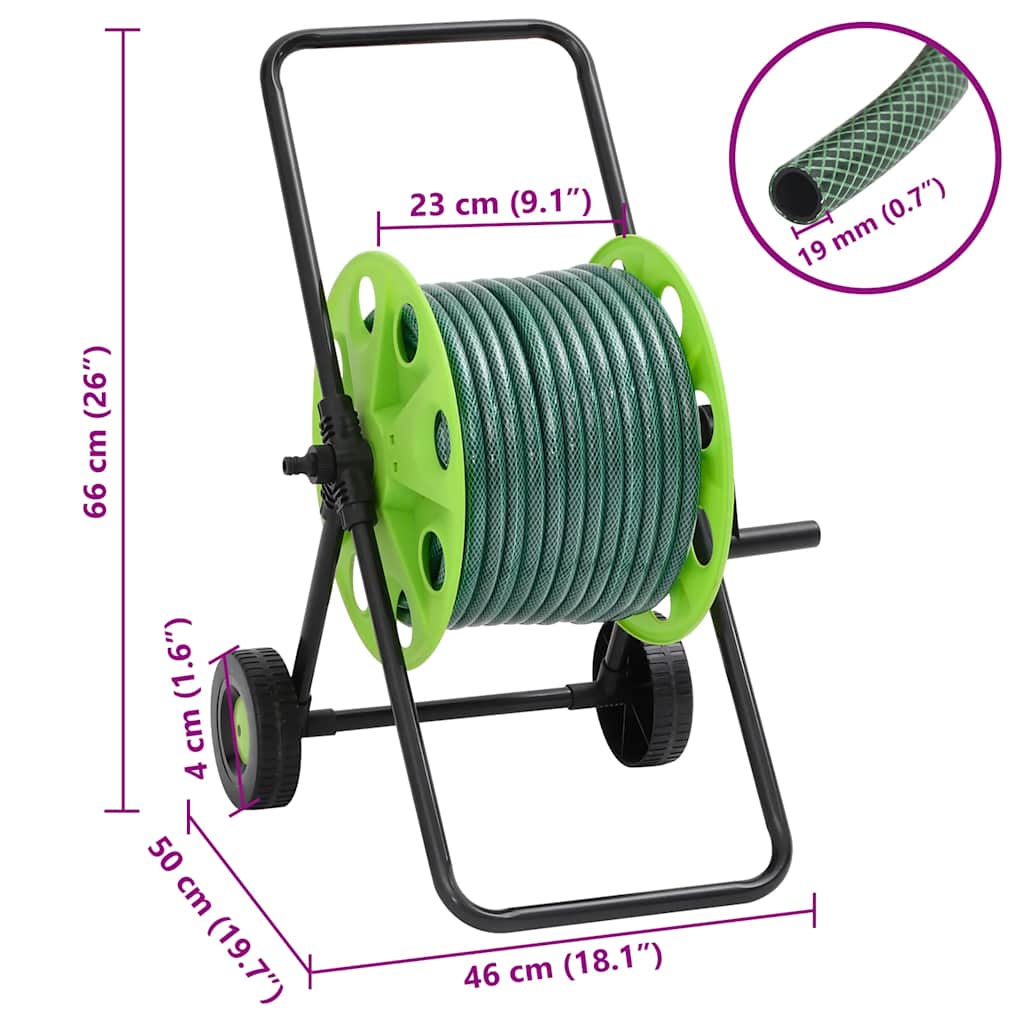Slangvagn med 30 m med slangkoppling 0,75" 20 m PVC