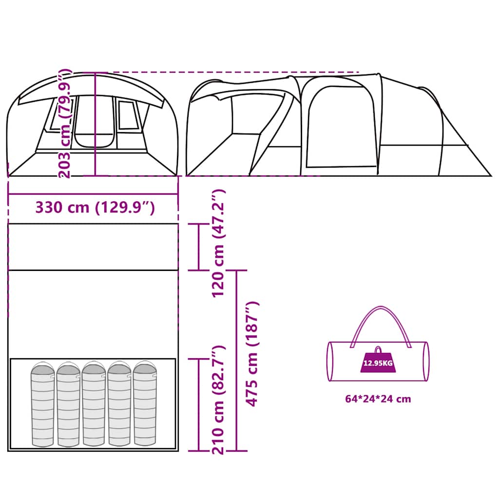 Campingtält Tunnel 5 Personer Och Vattentätt