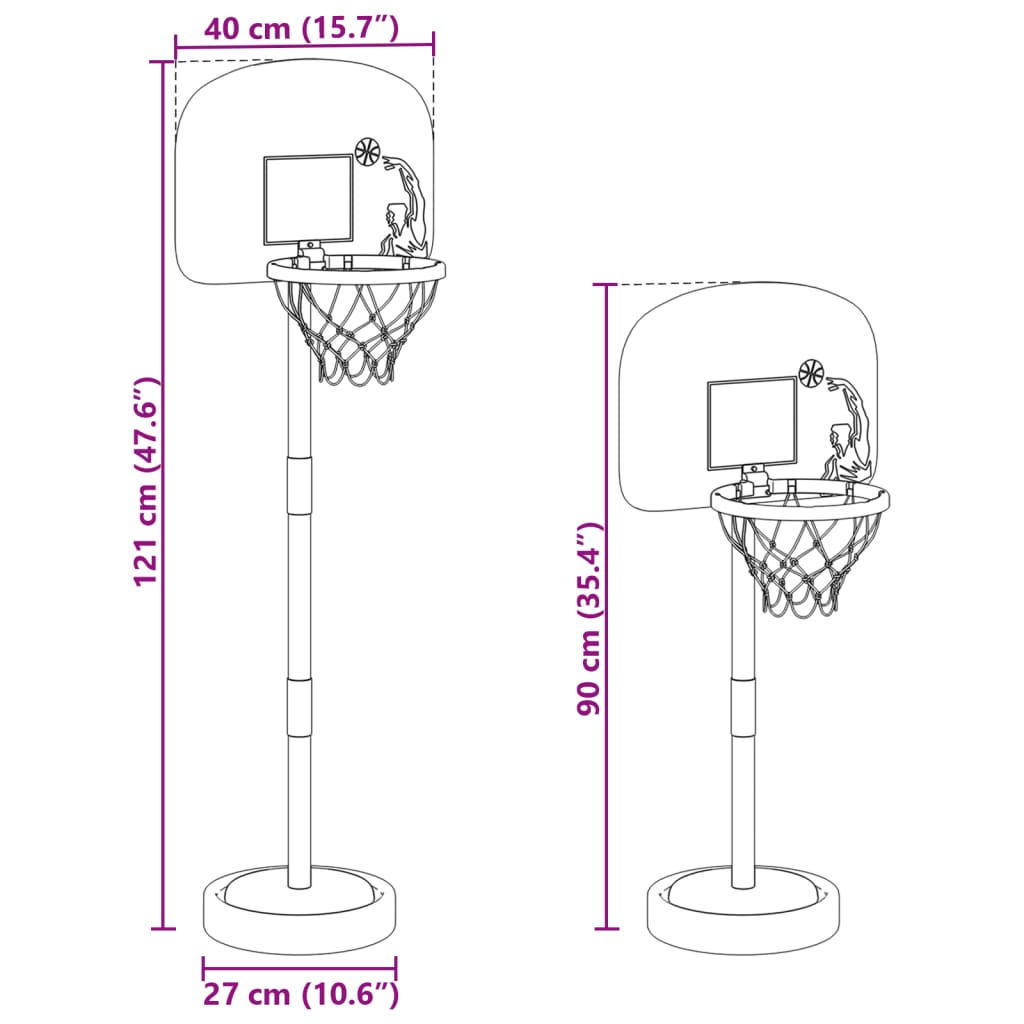 Basketställning med boll och pump justerbar höjd 90