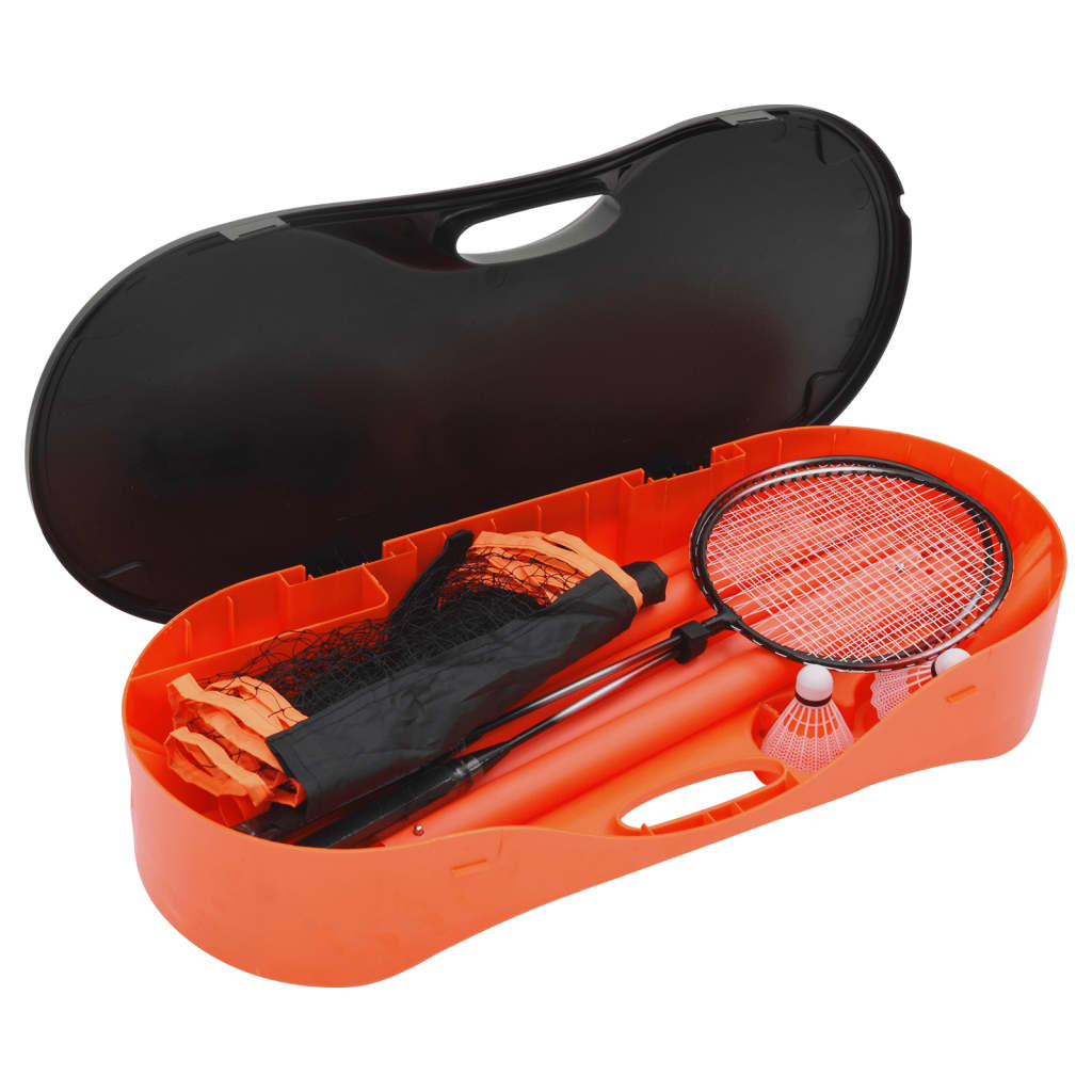 Badmintonset med 2 racketar, nät och förvaring