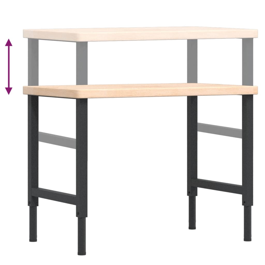 Arbetsbänk 100x60x(73-99,5) cm massiv ek rektangulär