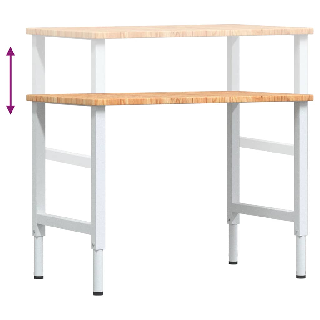 Arbetsbänk 100x60x(71,5-98) cm massiv ek rektangulär