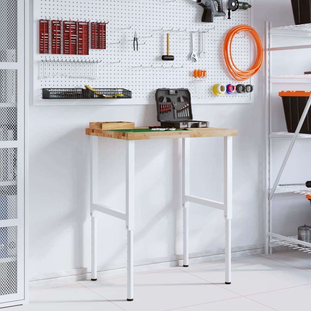 Arbetsbänk 80x60x(73-99,5) cm massiv akacia rektangulär