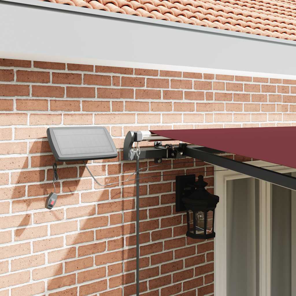 Markis Manuellt Infällbar med Leds Vinröd