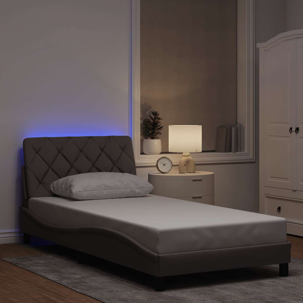 Bed frame with LED without mattress fabric