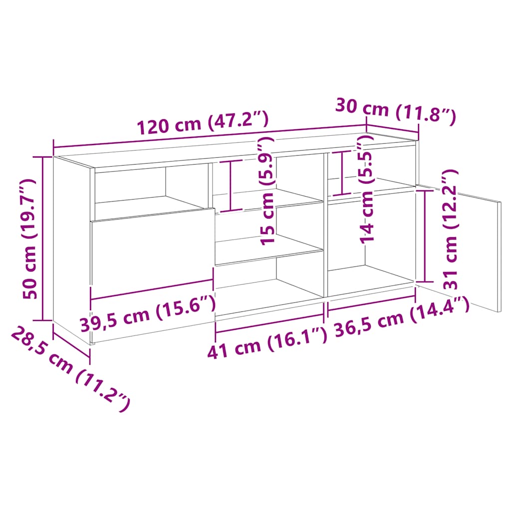 Tv-bänk med Led-lampor Konstruerat