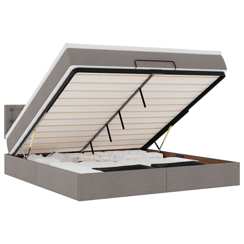 Ottomansk Säng Med Madrass Och LED-lampor Taupe