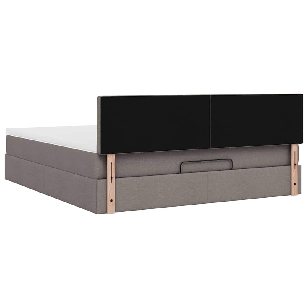 Ottomansk Säng Med Madrass Och LED-lampor Taupe