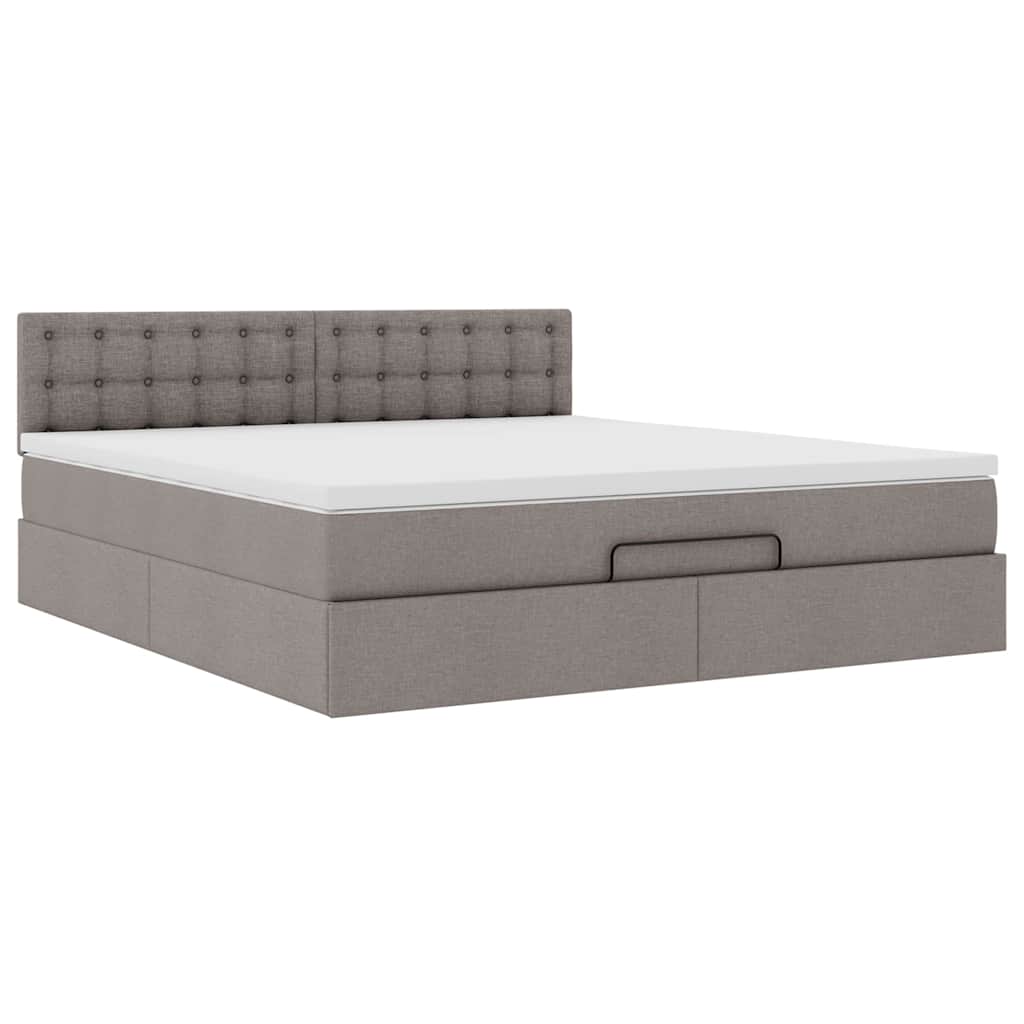 Ottomansk Säng Med Madrass Och LED-lampor Taupe
