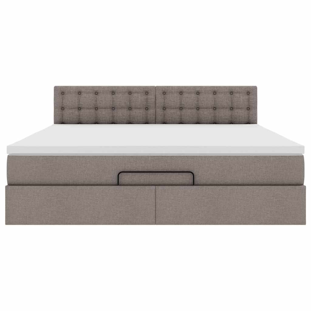 Ottomansk Säng Med Madrass Och LED-lampor Taupe