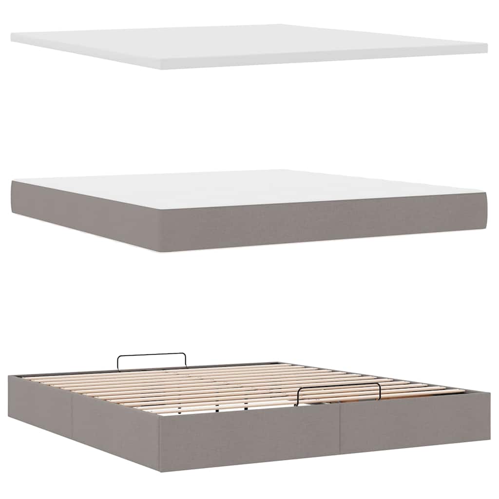Ottomansk Säng Med Madrass Och LED-lampor Taupe