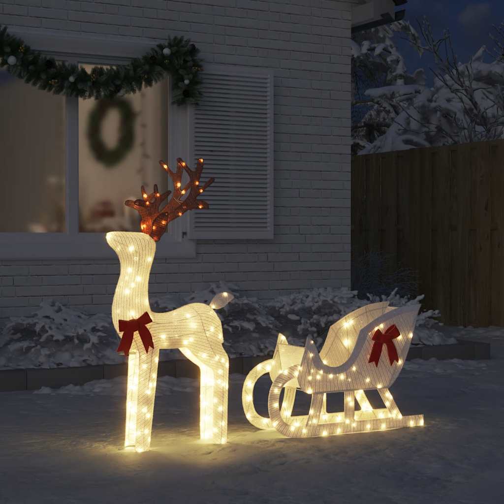 Juldekorationer Renar&släde Kallvit