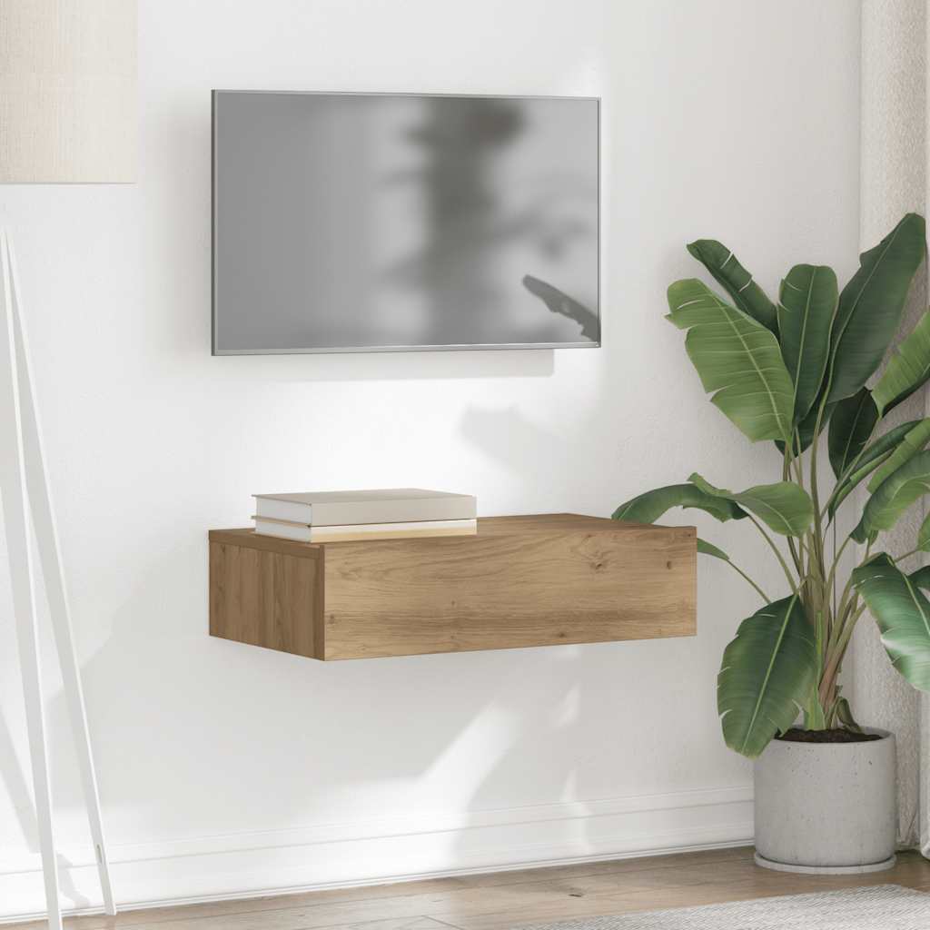 Tv-bänk med LED-belysning ek