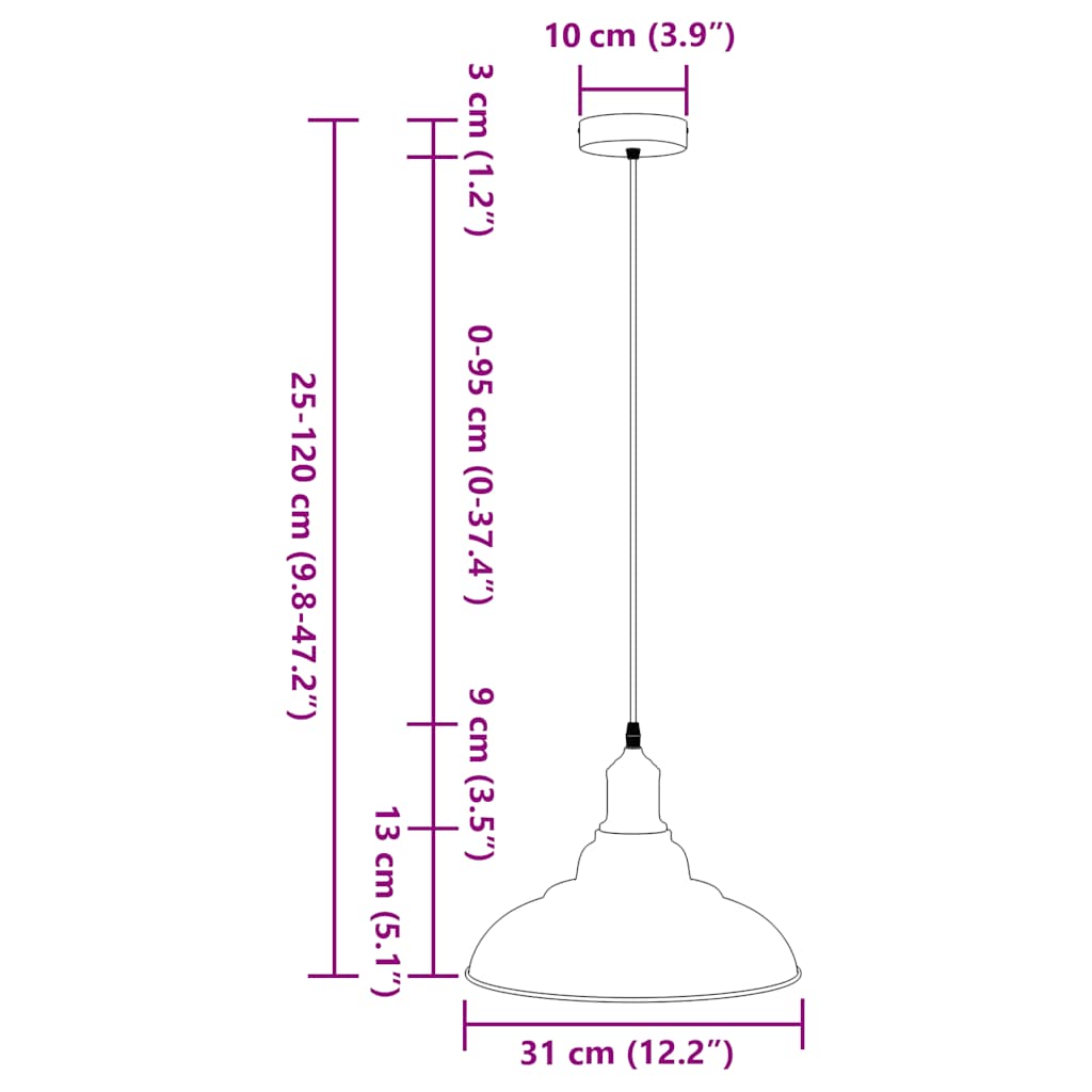 Taklampa Höjdjusterbar E27 Glans Ø
