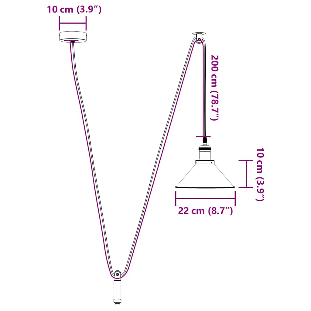 Taklampa Höjdjusterbar E27 Glans Ø