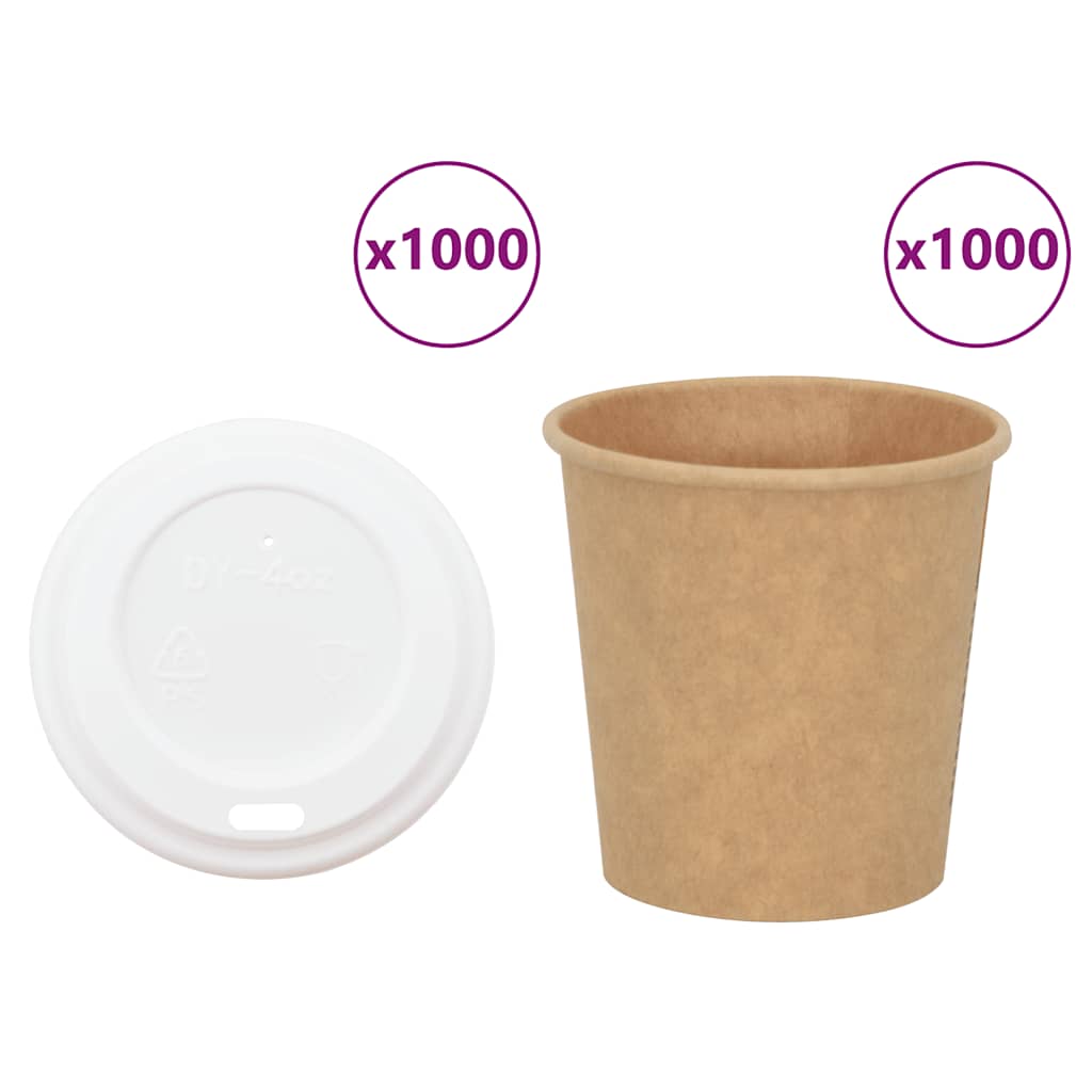 Kaffekoppar i Papper med Lock 4oz 100ml