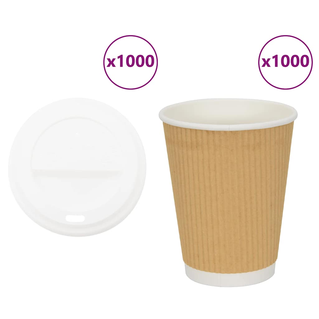 Kaffekoppar i Papper med Lock 12oz 300ml