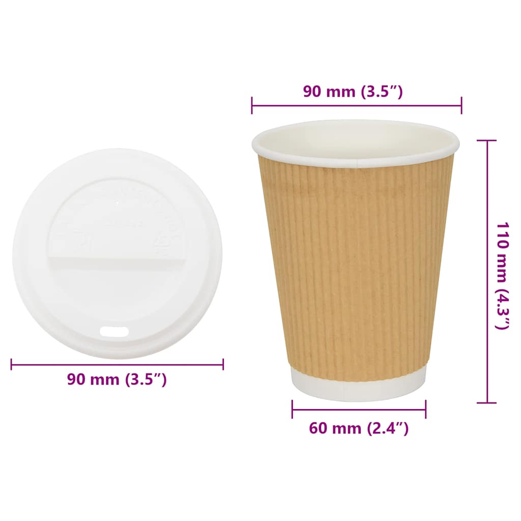 Kaffekoppar i Papper med Lock 12oz 300ml