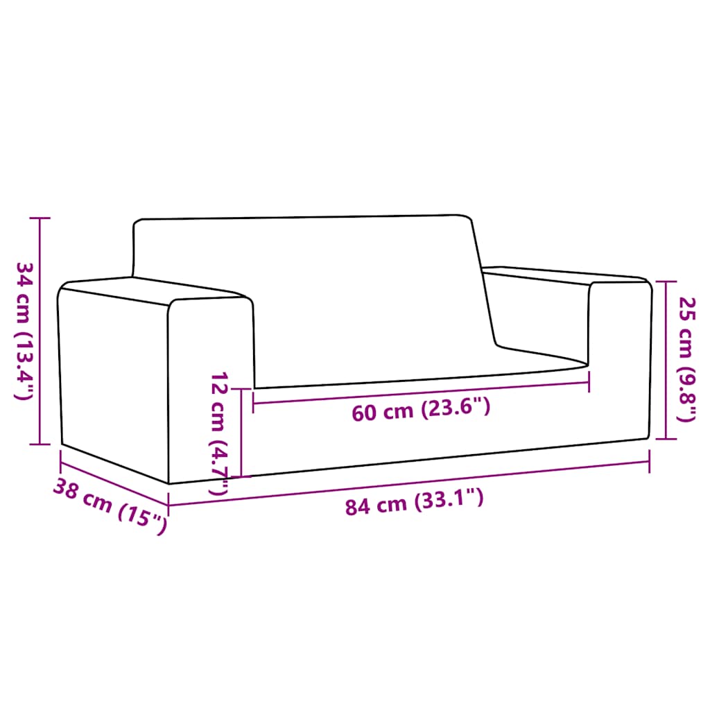 Barnsoffa 2-sits Mjuk Plysch