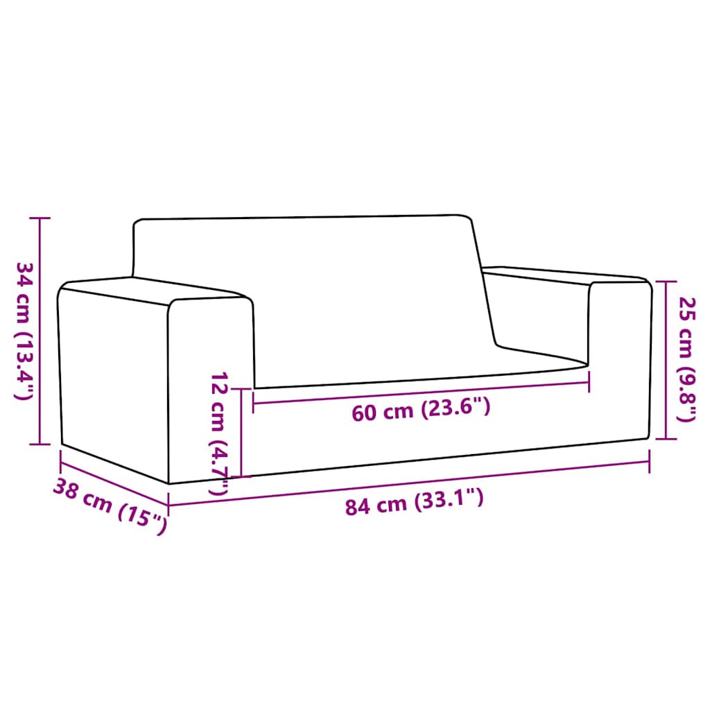 Barnsoffa 2-sits Mjuk Plysch