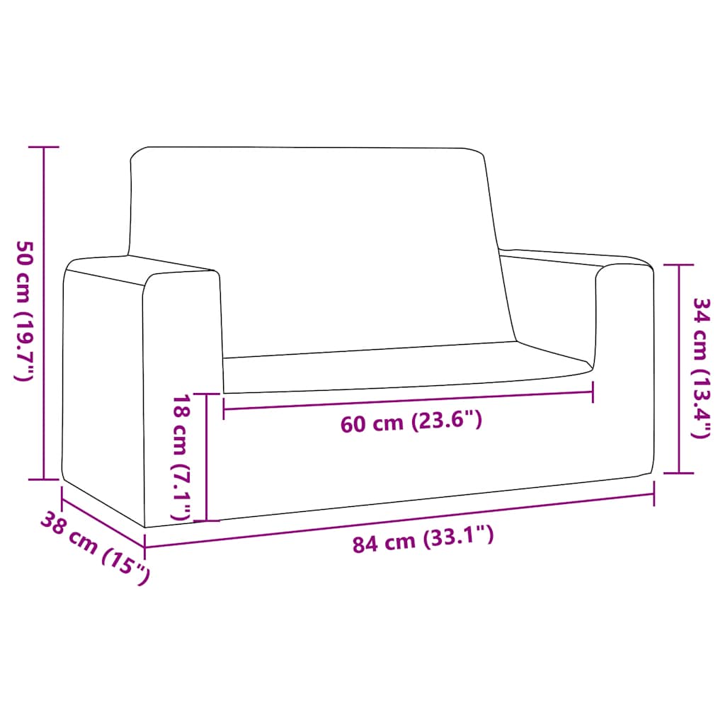Barnsoffa 2-sits Mjuk Plysch