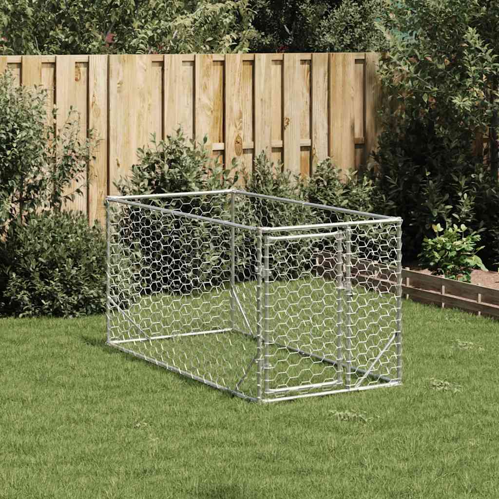 Hundkoja utomhus med dörr galvaniserat