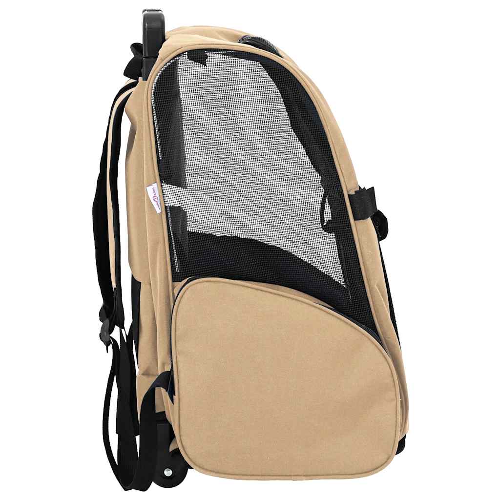 Husdjursvagn 3-i-1 Sandfärgad 48x32x(57-106) cm Oxfordtyg