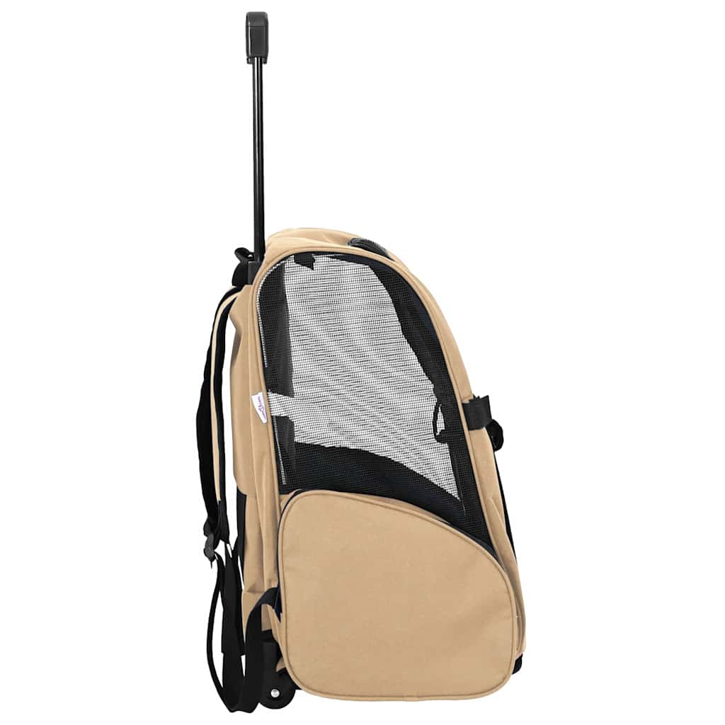 Husdjursvagn 3-i-1 Sandfärgad 48x32x(57-106) cm Oxfordtyg