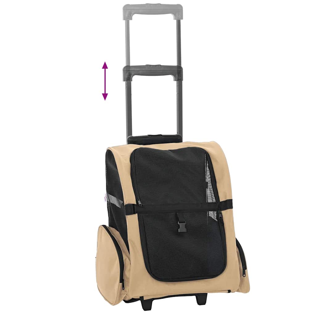 Husdjursvagn 3-i-1 Sandfärgad 48x32x(57-106) cm Oxfordtyg