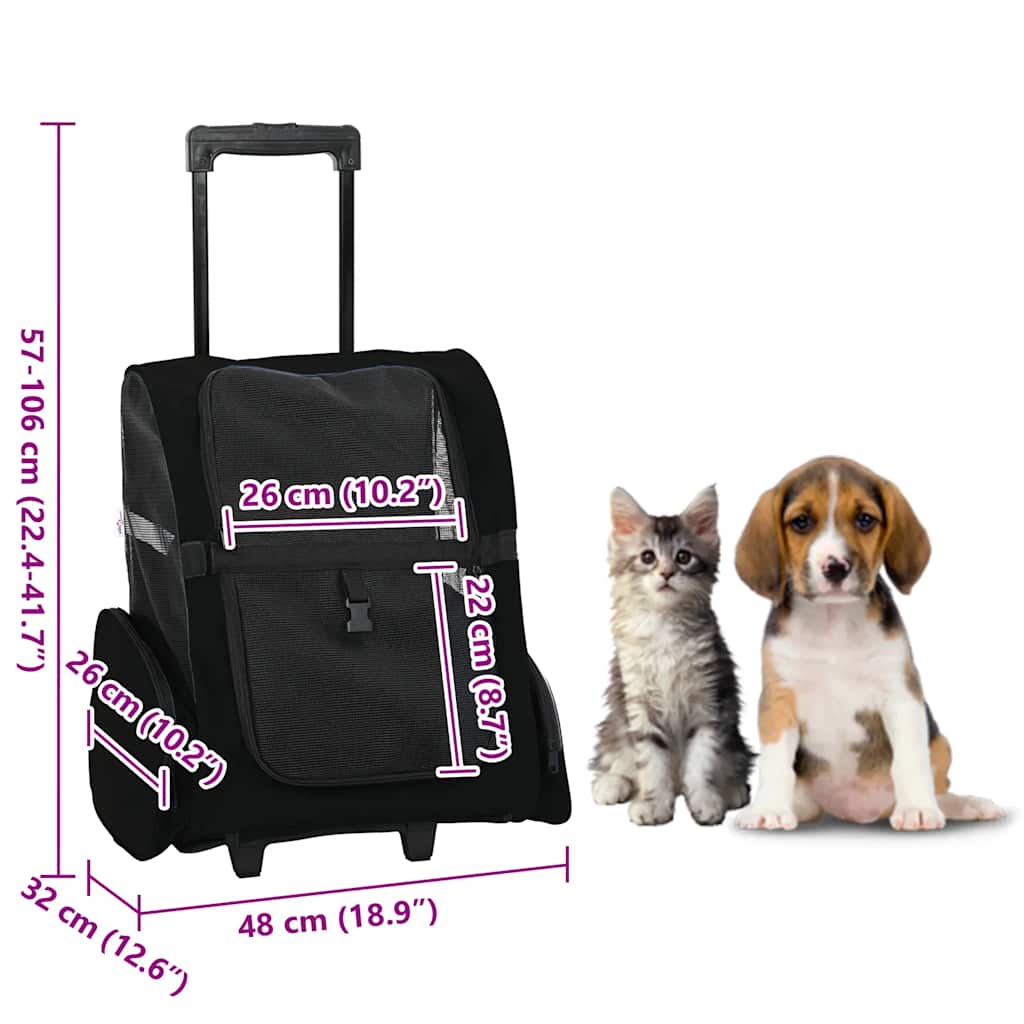 Husdjursvagn 3-i-1-design 48x32x(57-106) cm Oxfordtyg