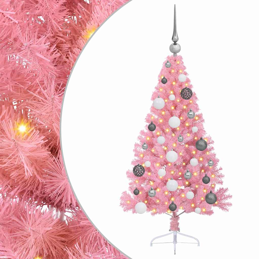 Konstgjord Förbelyst Julgran med 150 LED-lampor 120 Cm PVC