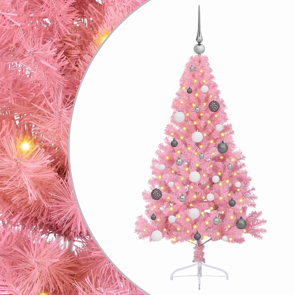 Konstgjord Förbelyst Julgran med 150 LED-lampor 120 Cm PVC