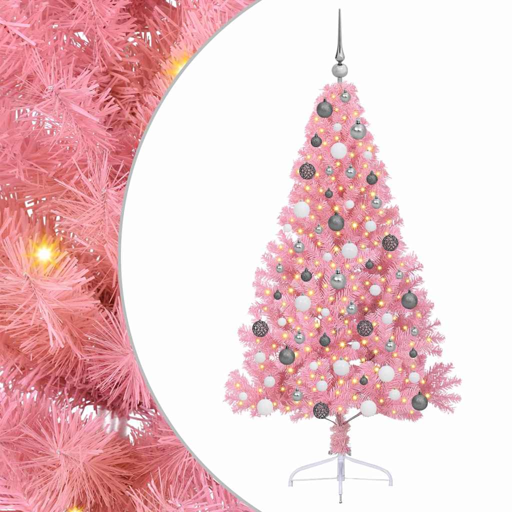 Konstgjord Förbelyst Julgran med 300 LED-lampor 180 Cm PVC