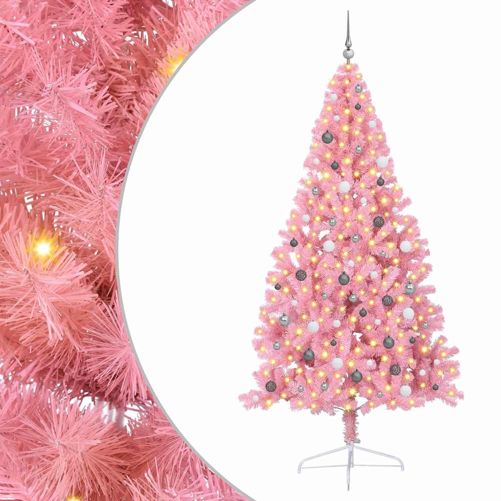 Konstgjord Förbelyst Julgran med 300 LED-lampor 180 Cm PVC