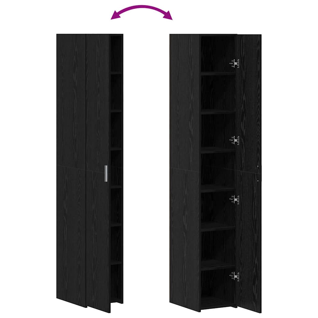 Skåp 2 pcs Svart Ek 30 x 42,5 x 185 cm