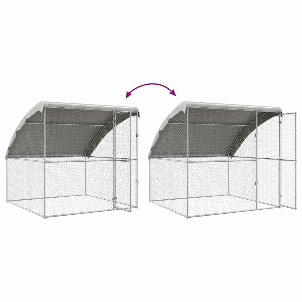 Hundbur med lagring 4 x 2 x 2 m Galvaniserat med förvaring