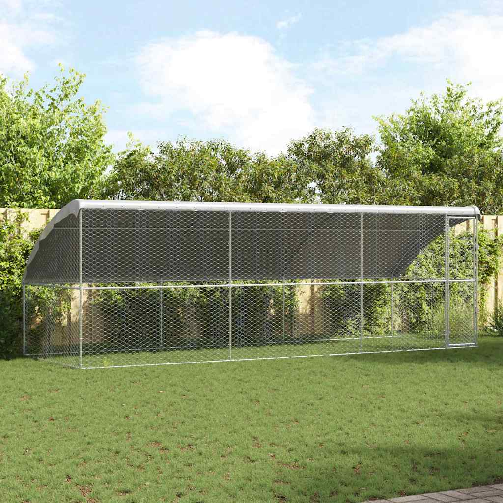 Hundbur med lagring 6 x 2 x 2 m Galvaniserat med förvaring