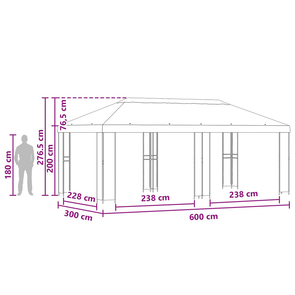 Trädgårdsgazebo 6 x 3 m
