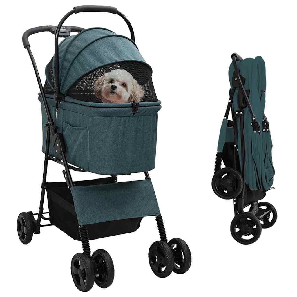 Hopfällbar Hundvagn Justerbar Grön Polyester