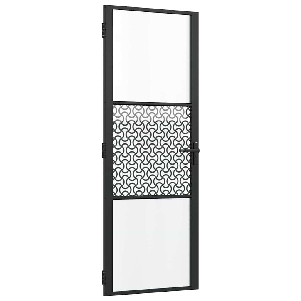 Glasdörr Fiskfjäll Svart Aluminium