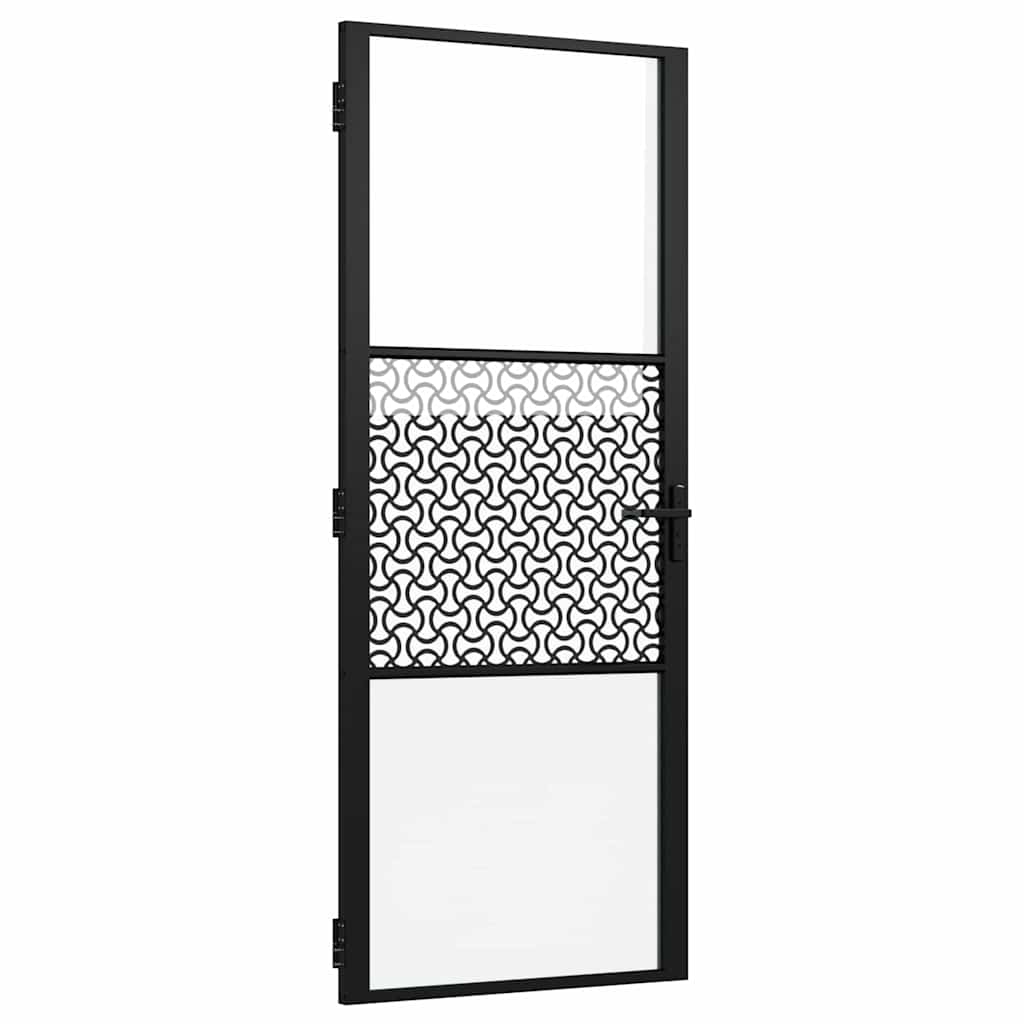 Glasdörr Fiskfjäll Svart Aluminium