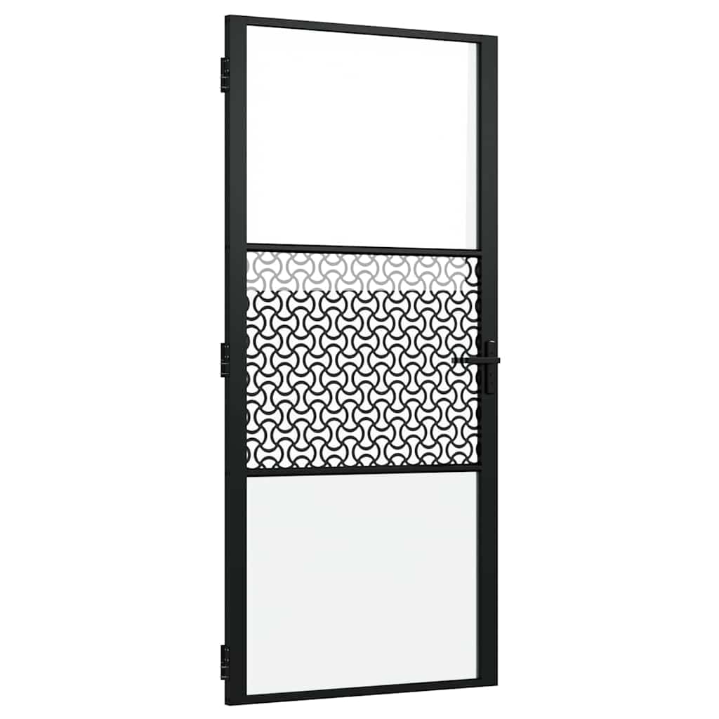 Glasdörr Fiskfjäll Svart Aluminium
