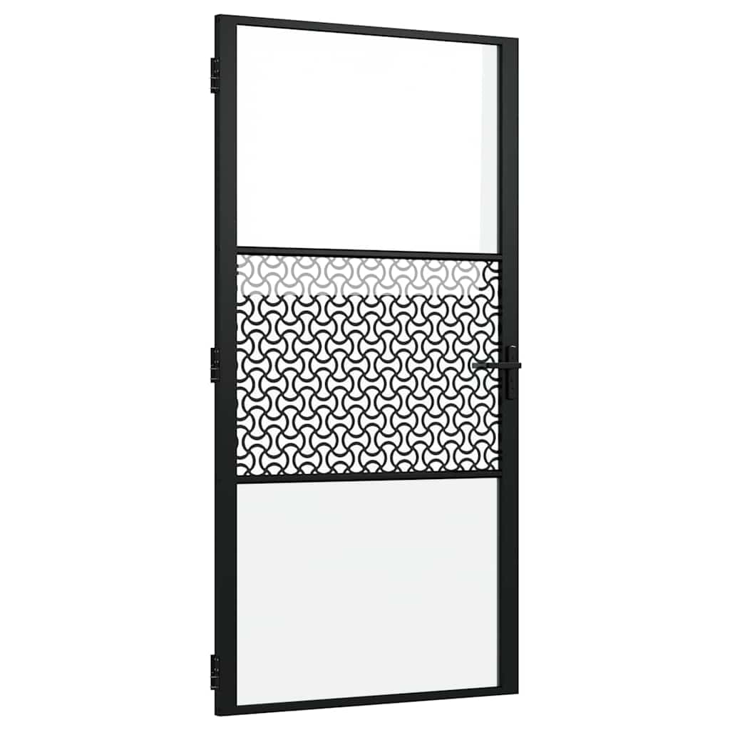 Glasdörr Fiskfjäll Svart Aluminium