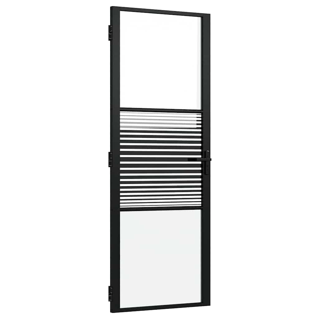 Glasdörr Randig Svart Aluminium