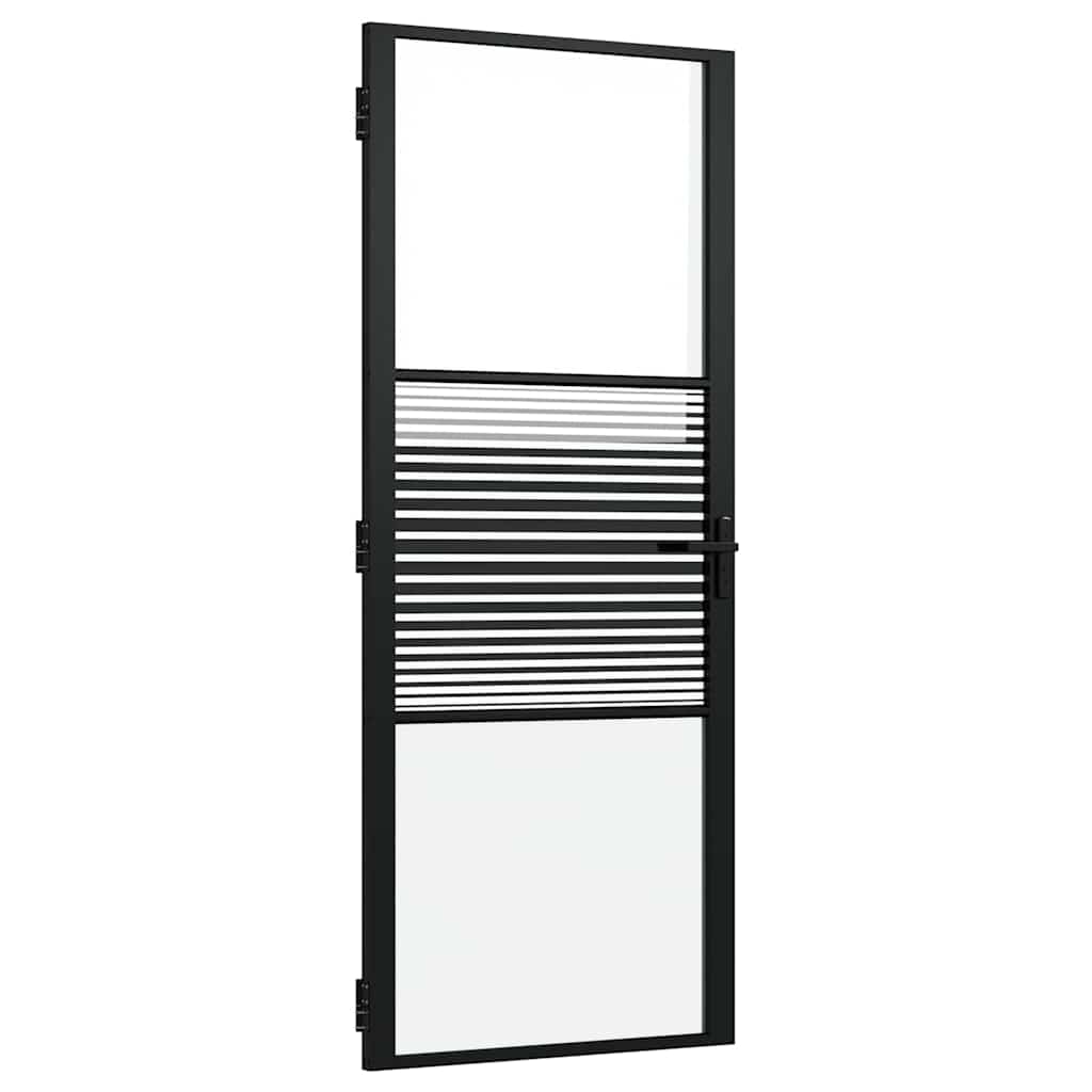 Glasdörr Randig Svart Aluminium